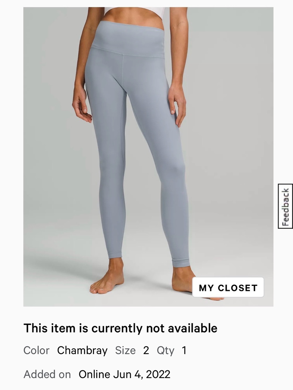 lululemon Align 28” High Rise Leggings Size 2 Color Chambray (top avail sep)